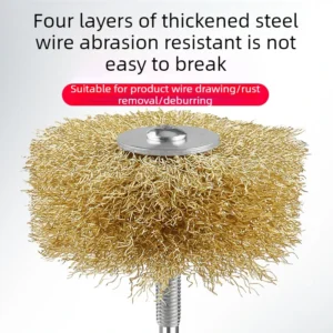 Wire Wheel Brush with Shank, Stainless Steel, for Rust Removal, Polishing, Wood Carving & Cleaning