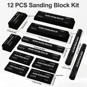 12PCS Sanding Block Kit Flexible EVA Foam Wet or Dry Autobody Hand Sanding Blocks Kit for Automotive Car Wood Bodywork